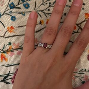 Elegant Silver and Red Gemstone Ring